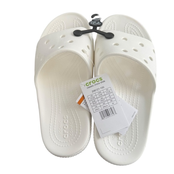 Unisex CROCS Classic Slide Sandals white/blanc 100% Original New Mens 7 Womens 9 - Picture 2 of 4